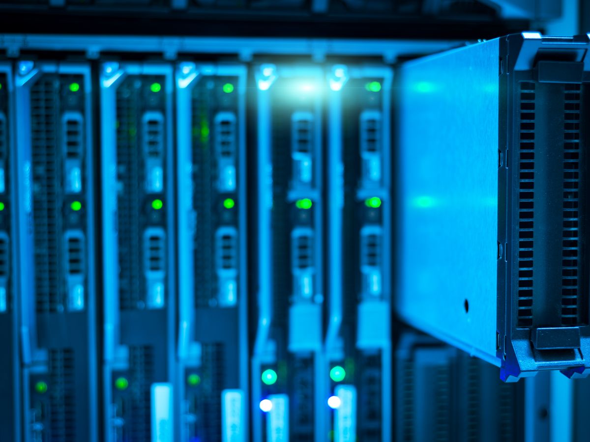 Server hardware mounted in a rack