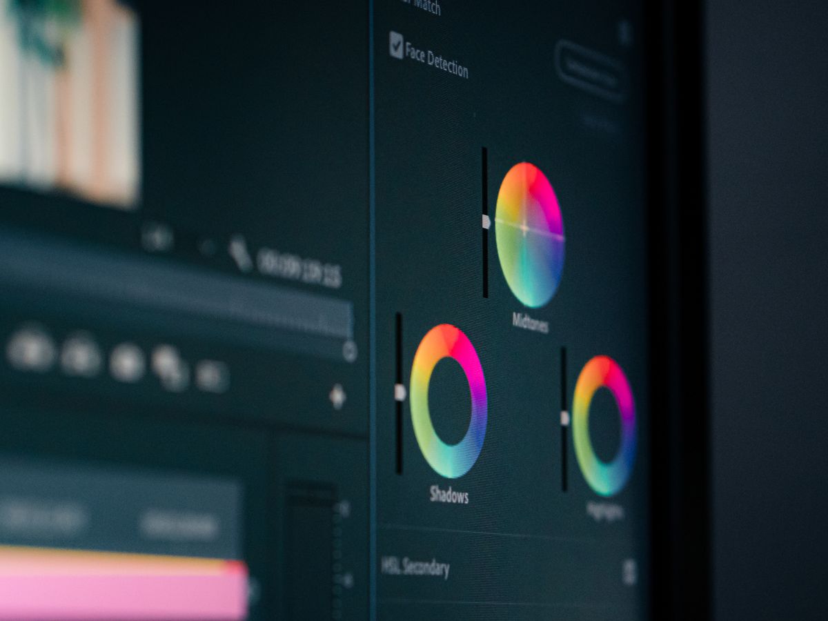 Colour grading controls on a calibrated monitor