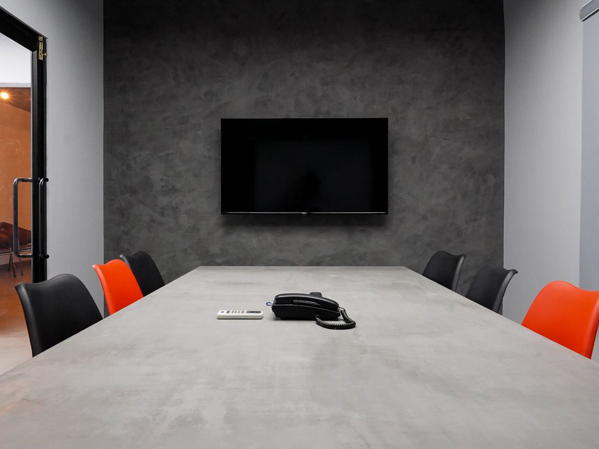 Boardroom with a wall-mounted commercial display