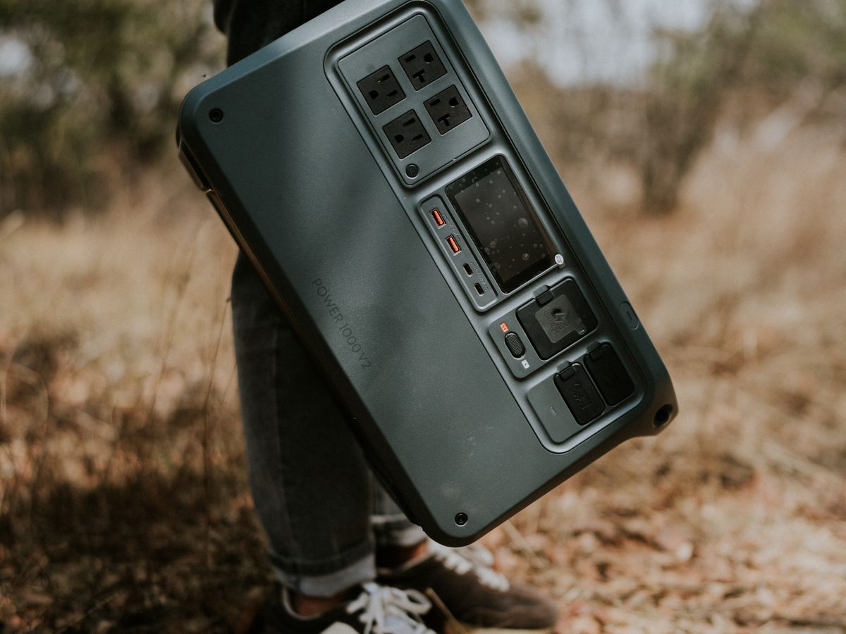 Portable power station carried for use away from mains power