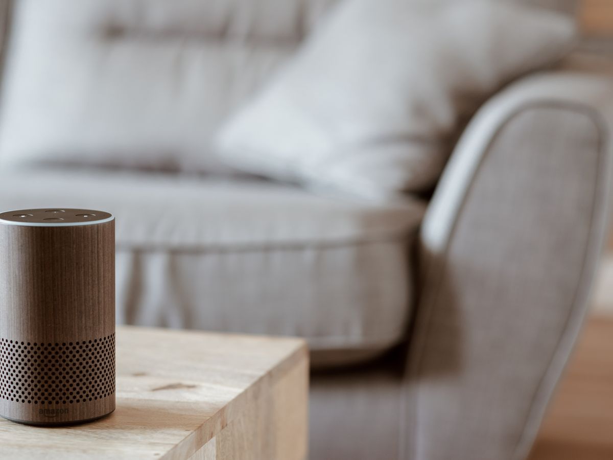 Smart speaker in a living room