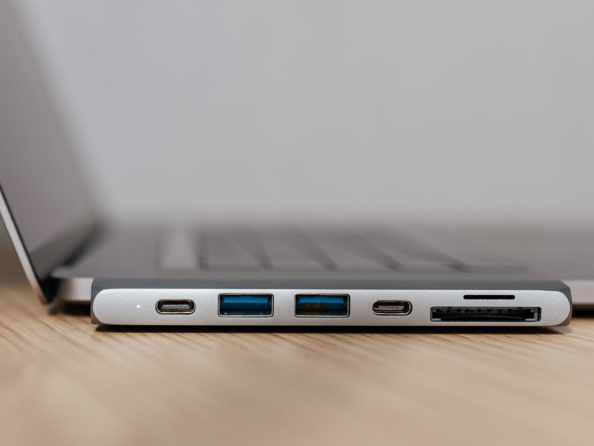 USB-C multiport dock connected to a laptop