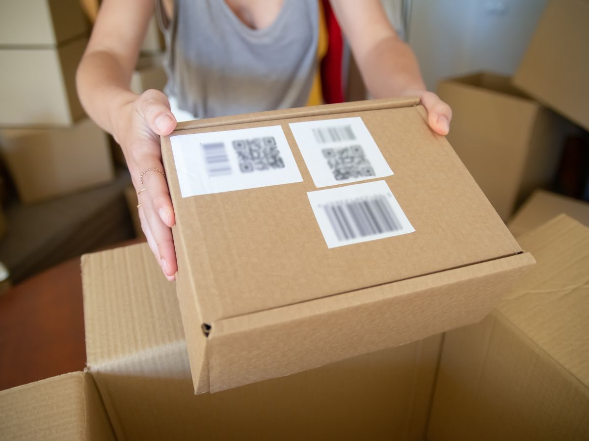 Barcode labels applied to parcels for despatch