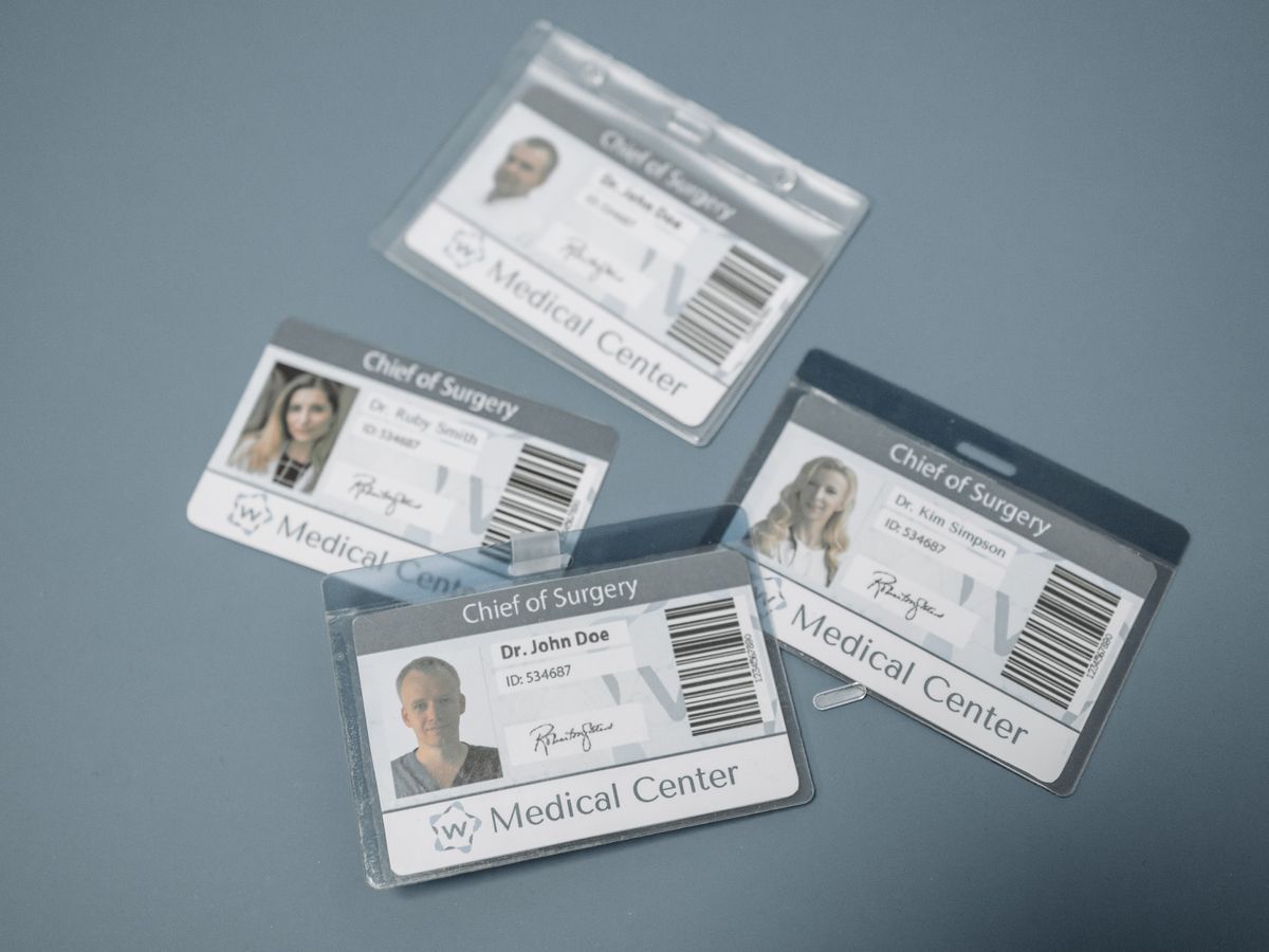 Printed staff identification cards