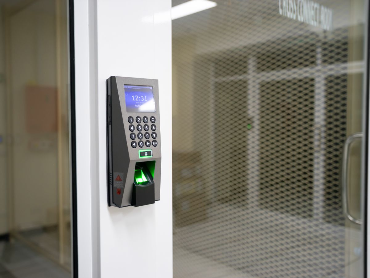 Fingerprint reader controlling access to an office