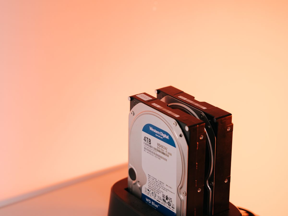 External drives seated in a docking station